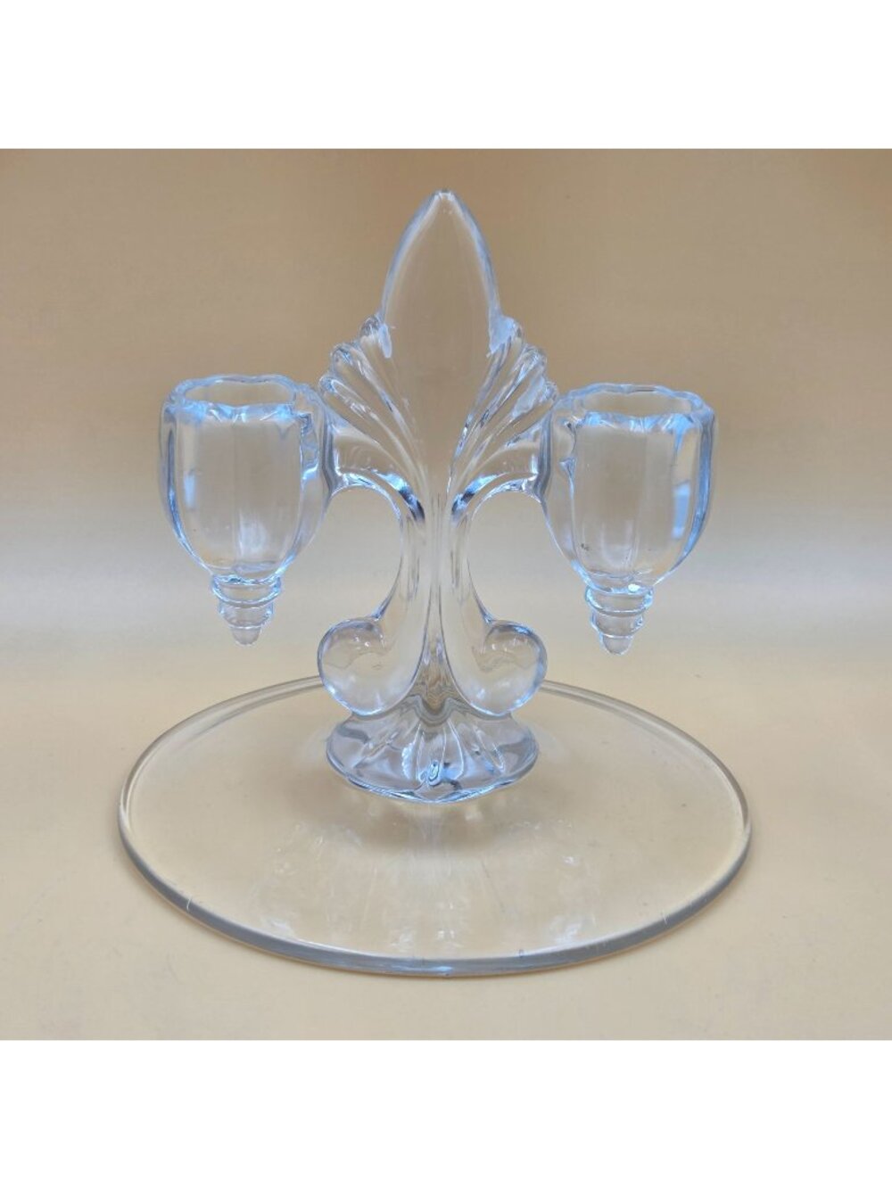 New Martinsville Janice Clear Glass Double Light Candlestick Candle Holder